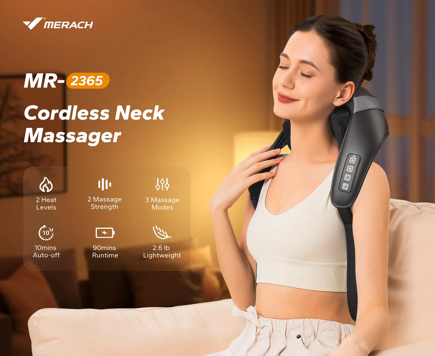 LuxeFit Cordless Heated Shiatsu Neck & Shoulder Massager