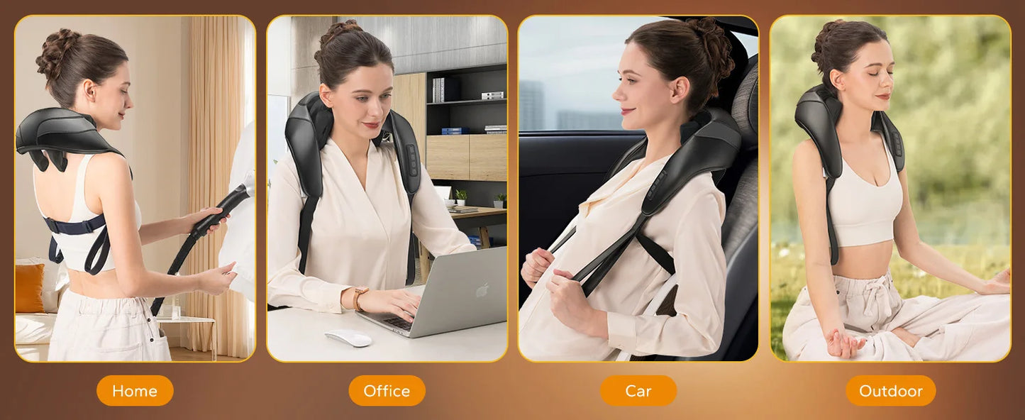 LuxeFit Cordless Heated Shiatsu Neck & Shoulder Massager