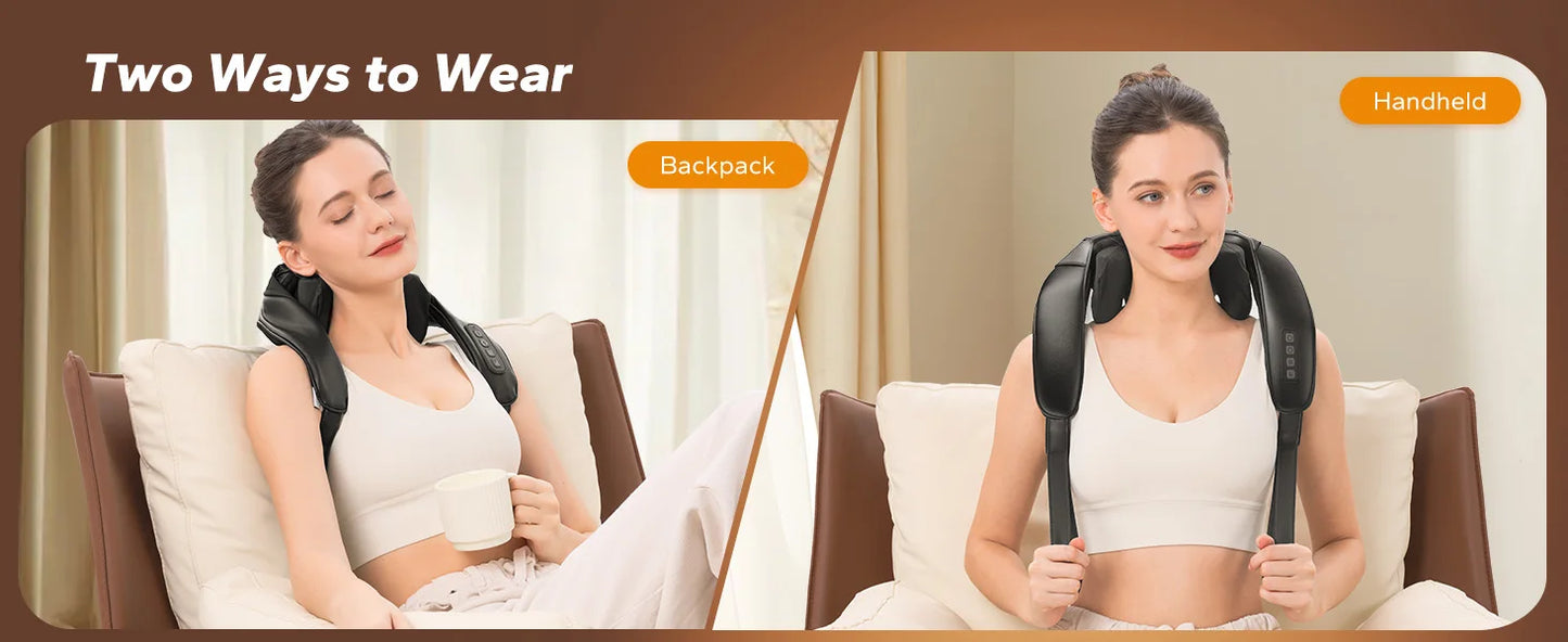 LuxeFit Cordless Heated Shiatsu Neck & Shoulder Massager