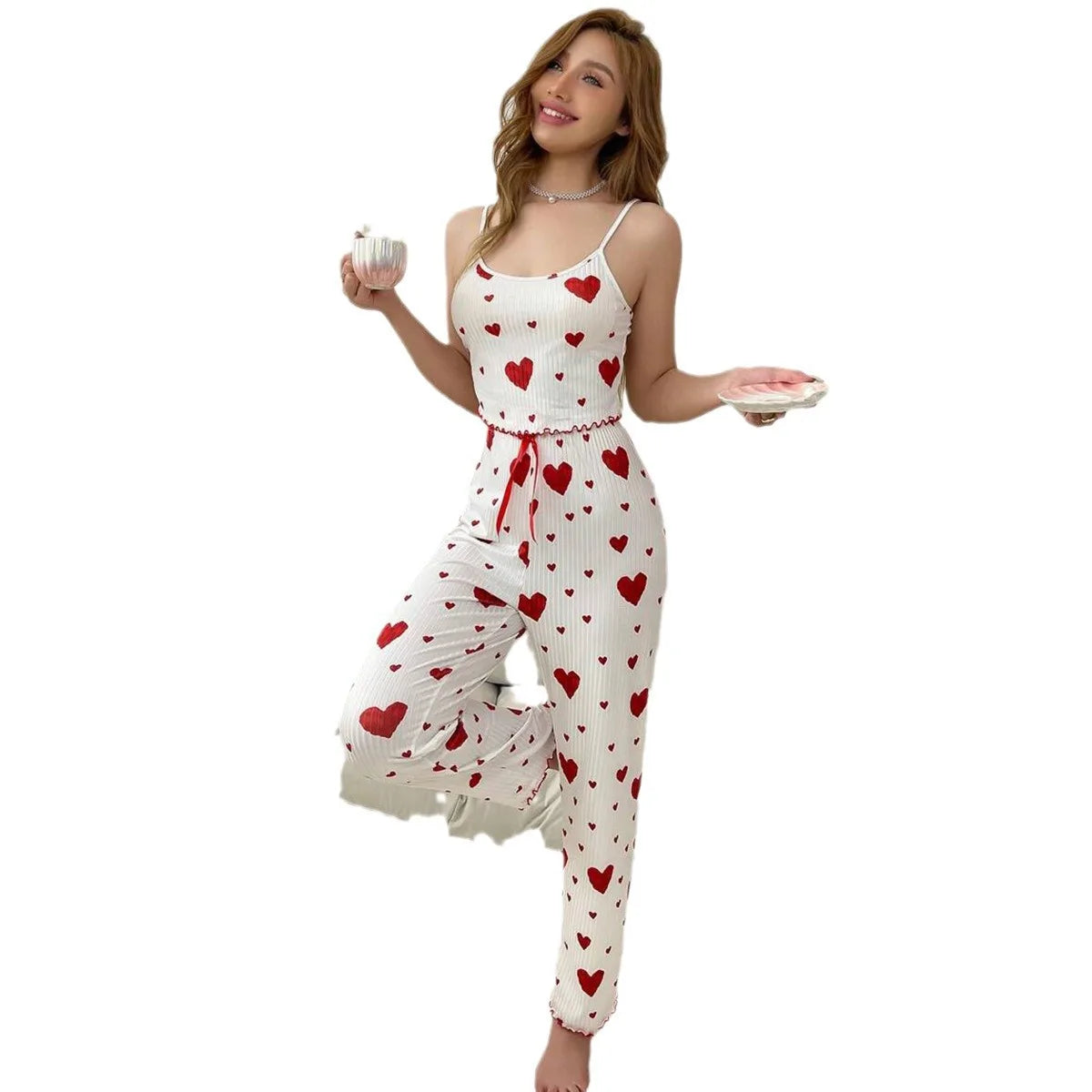 LuxeFit Love Print Soft Pajama Set