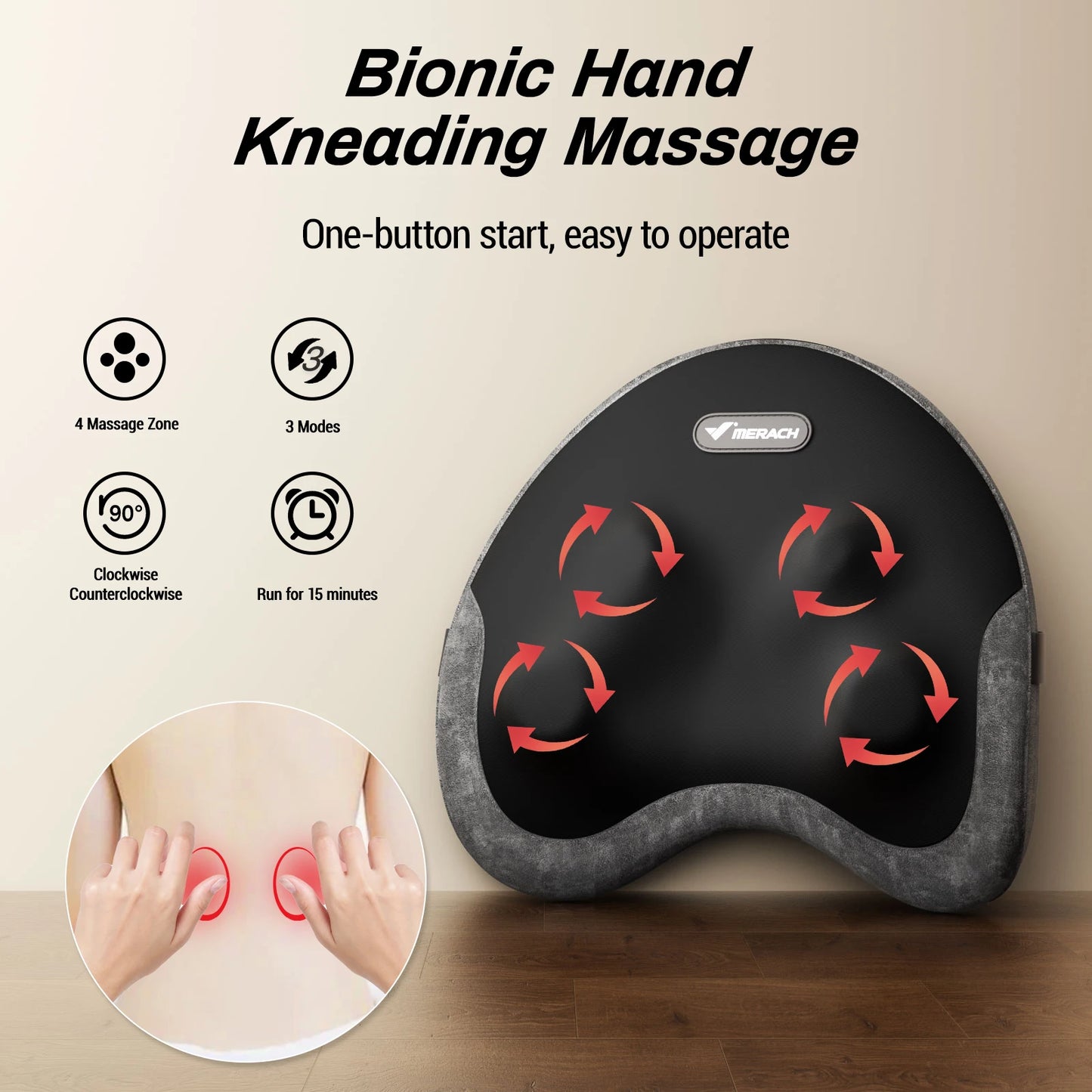 LuxeFit Heated Shiatsu Lumbar Support Pillow