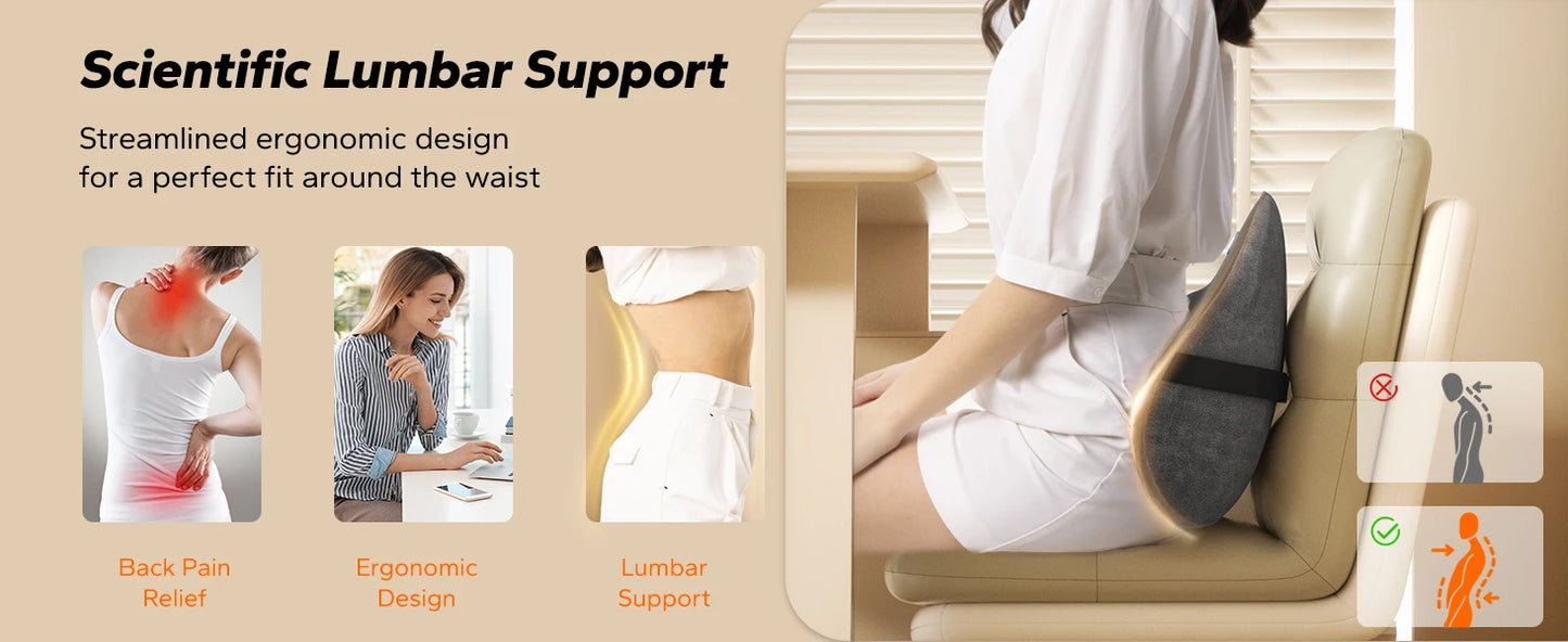 LuxeFit Heated Shiatsu Lumbar Support Pillow