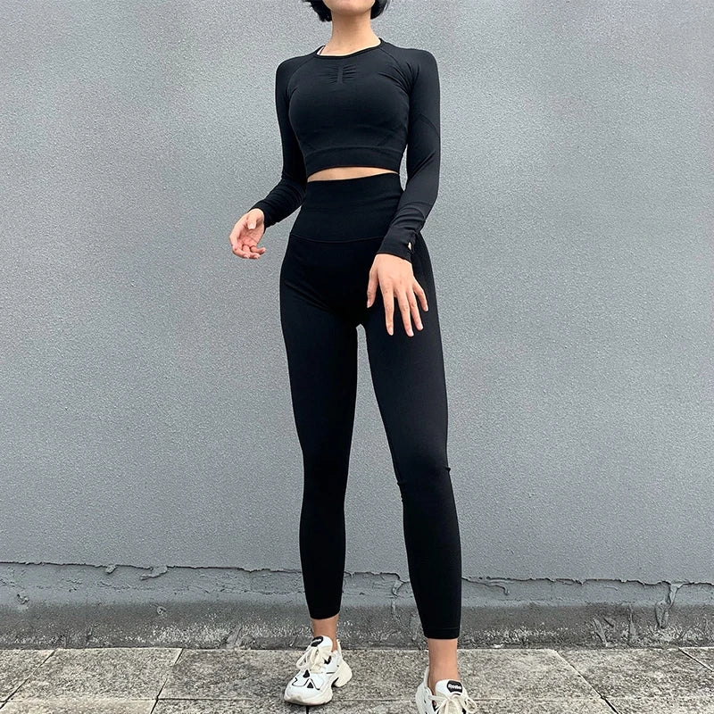 LuxeFit Seamless Performance 2-Piece Long Sleeve Workout Set