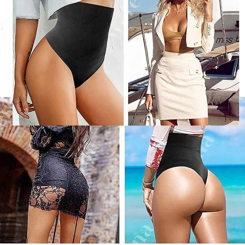 LuxeFit Seamless High-Waist Firm Control Thong Shaper Briefs