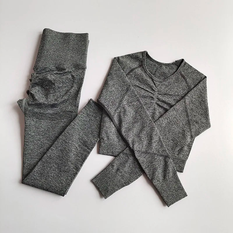 LuxeFit Seamless Performance 2-Piece Long Sleeve Workout Set