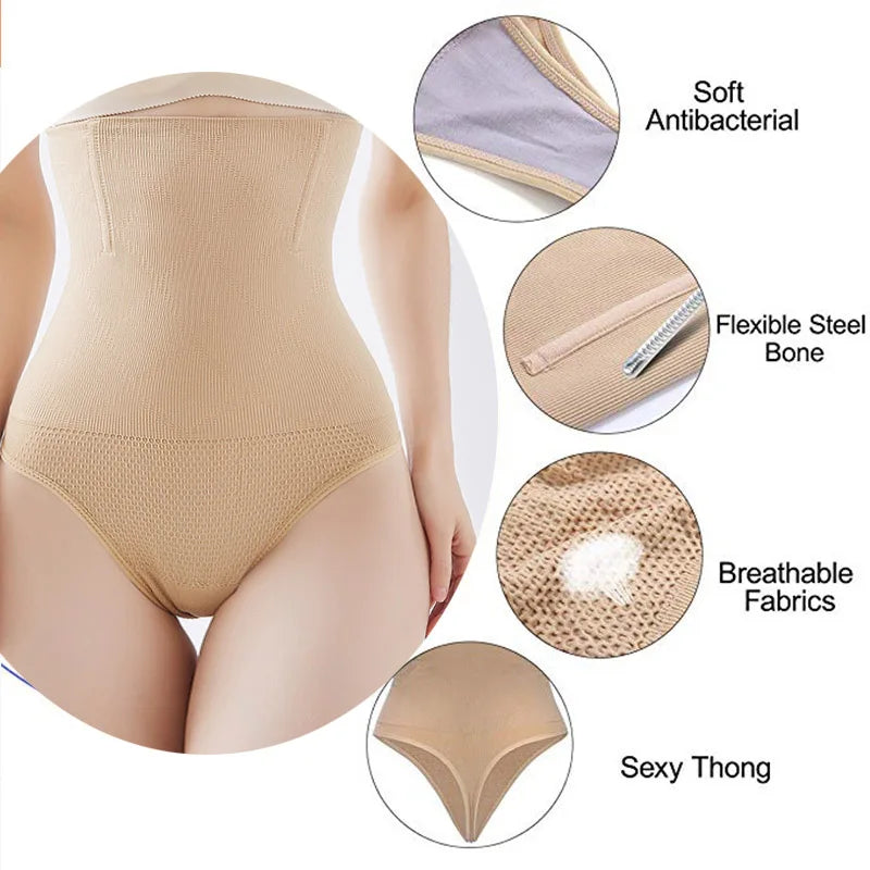 LuxeFit Seamless High-Waist Firm Control Thong Shaper Briefs