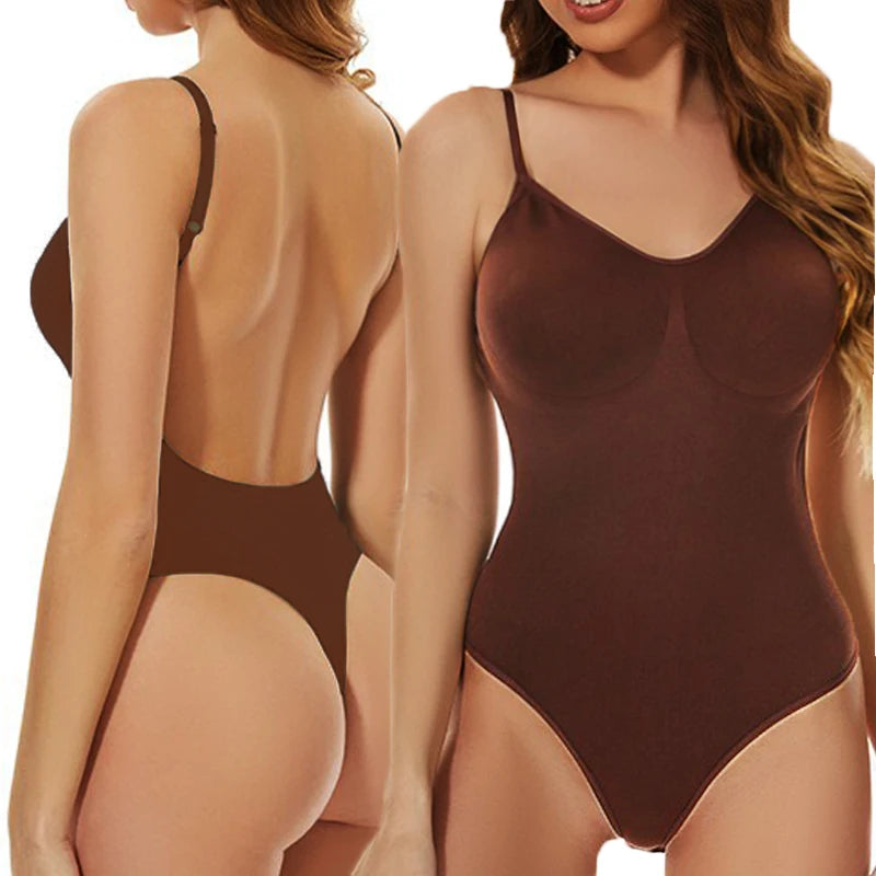 Luxe Backless Sculpting Bodysuit: Open Crotch & Thong Style