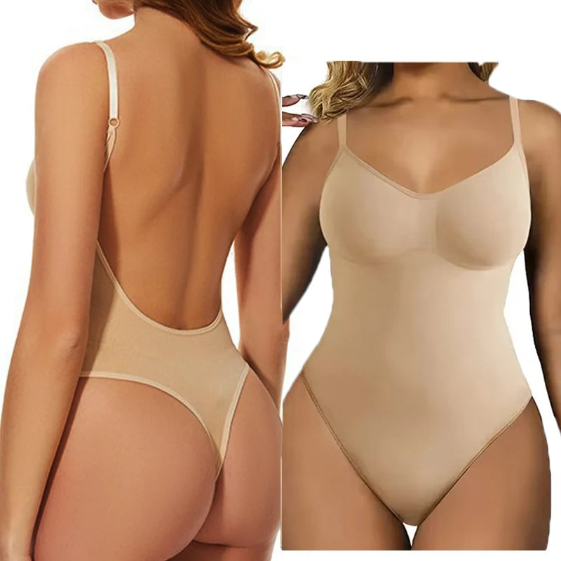 Luxe Backless Sculpting Bodysuit: Open Crotch & Thong Style
