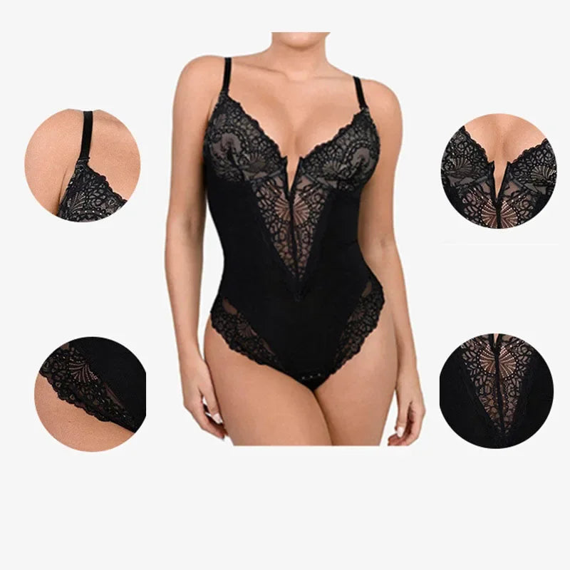 Luxe Silky Smooth Shaping Bodysuit: Lace & Layered Control