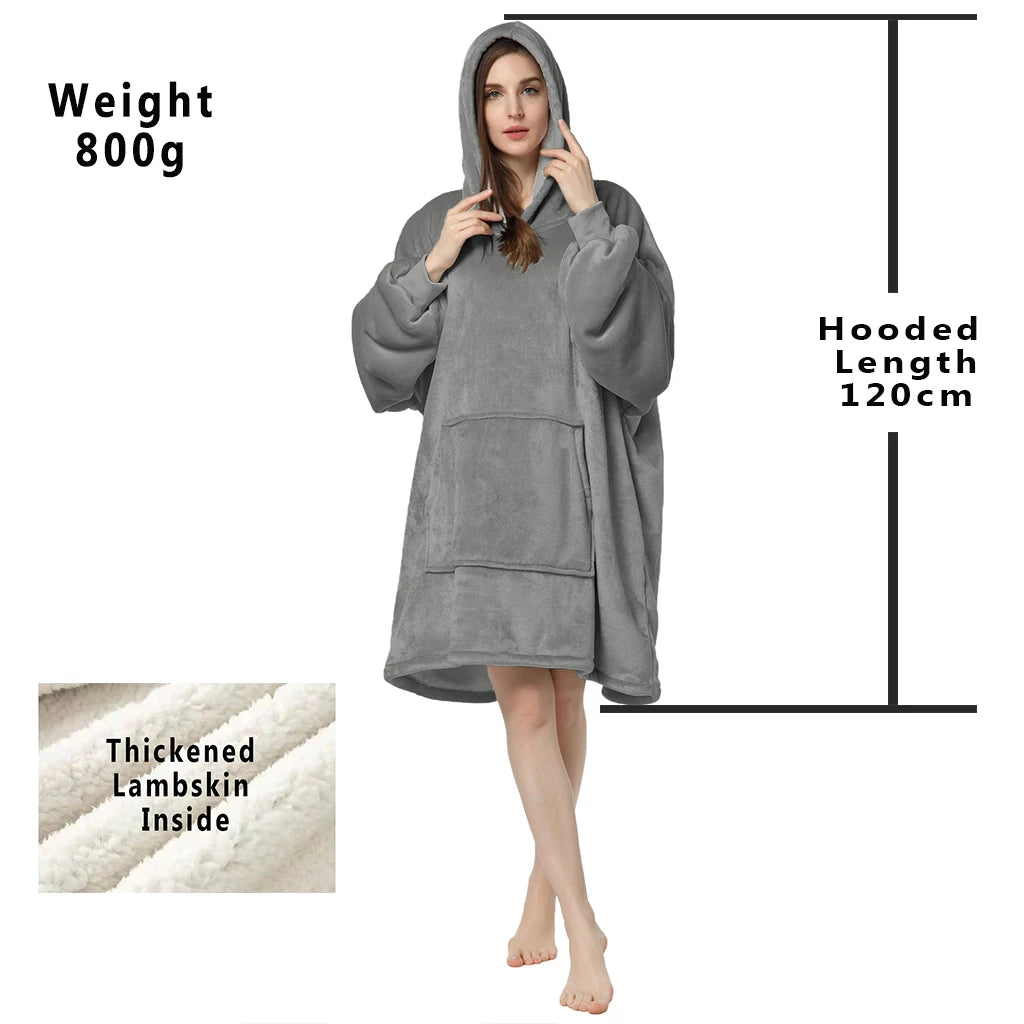 LuxeFit Oversized Fleece TV Blanket Hoodie