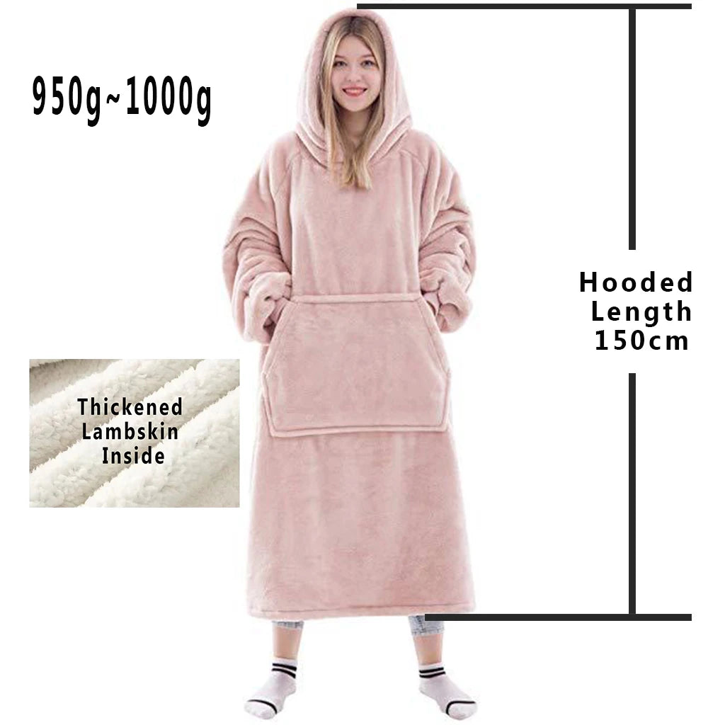LuxeFit Oversized Fleece TV Blanket Hoodie