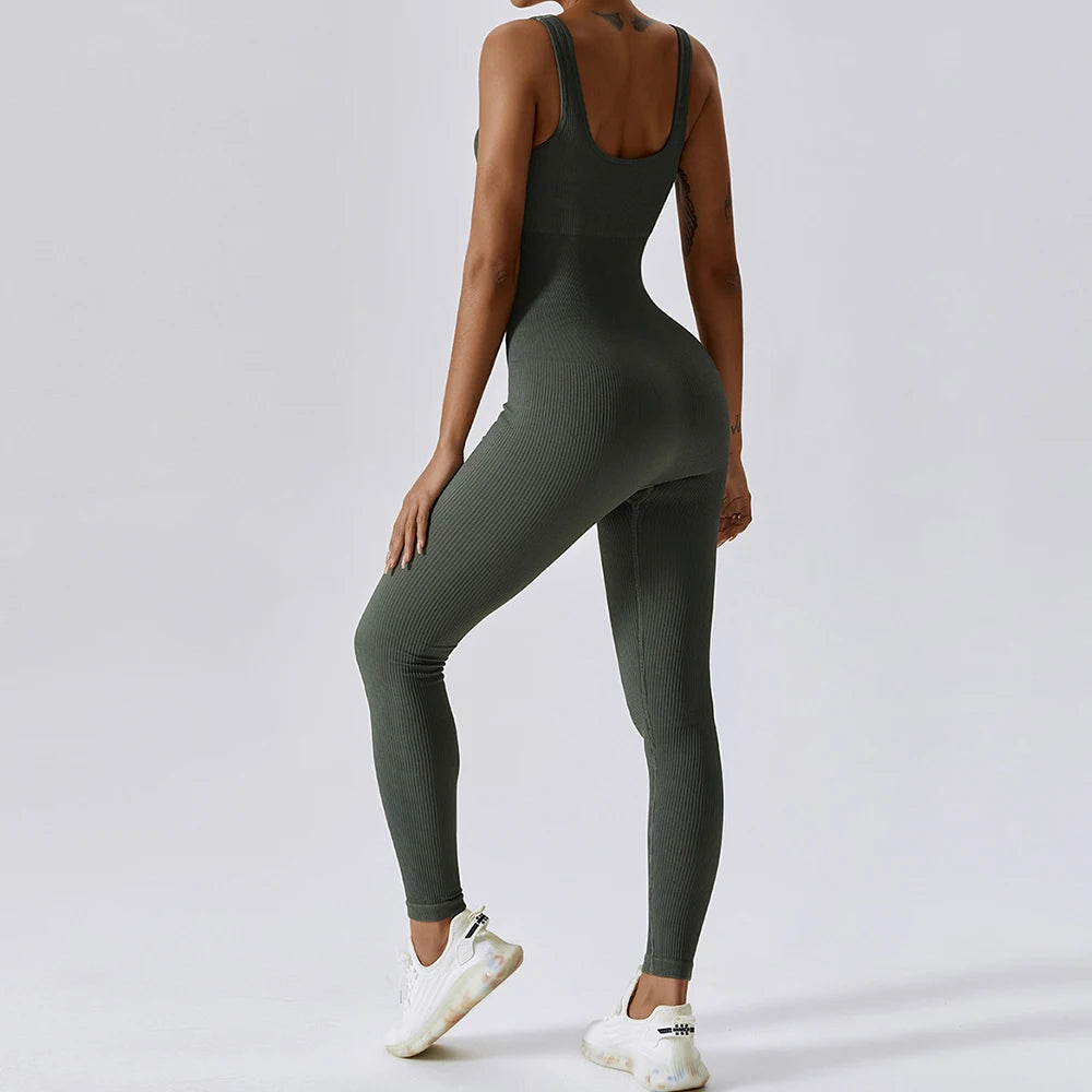 LuxeFit Sculpt & Stretch Seamless One-Piece Yoga & Fitness Bodysuit