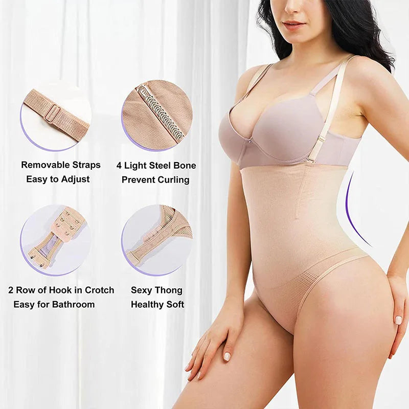 LuxeFit Sculpting Thong Shaper with Removable Straps