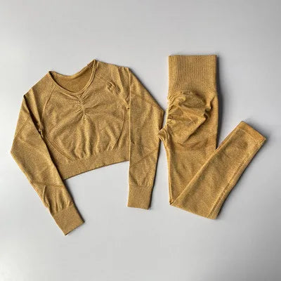 LuxeFit Seamless Performance 2-Piece Long Sleeve Workout Set