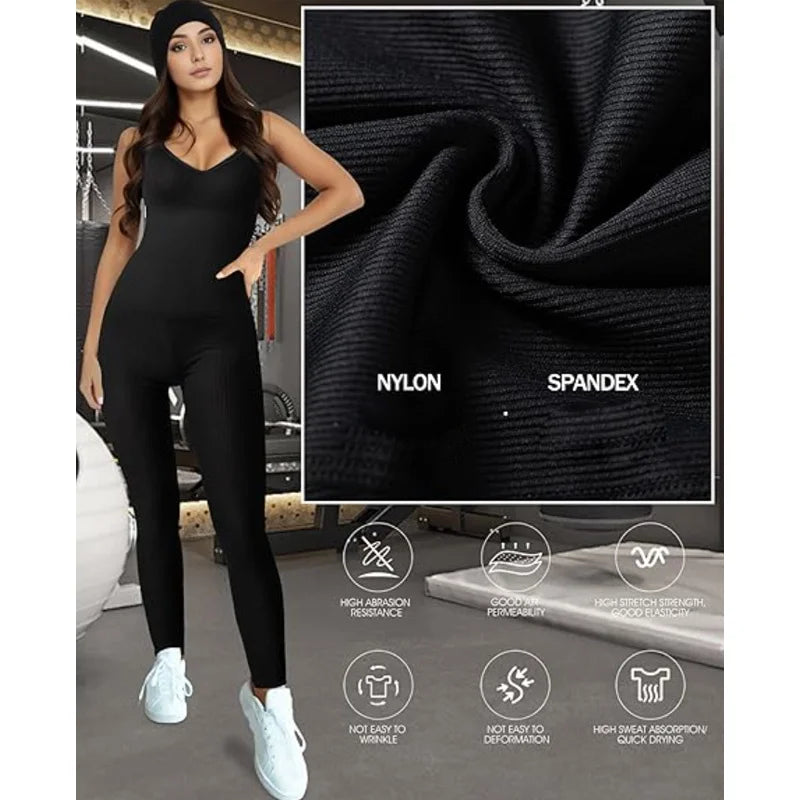 LuxeFit Seamless Ribbed Yoga Jumpsuit