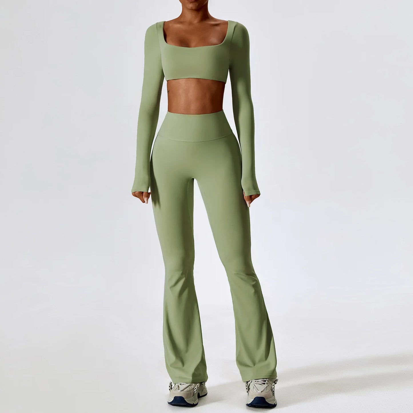 LuxeFit Seamless Performance 2-Piece Long Sleeve Yoga Set