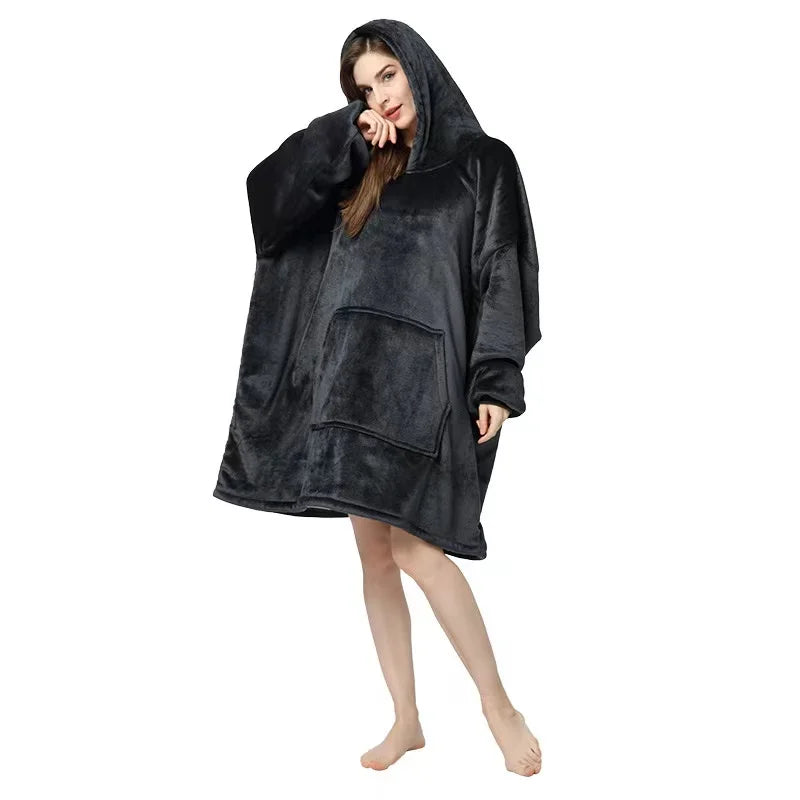 LuxeFit Oversized Fleece TV Blanket Hoodie