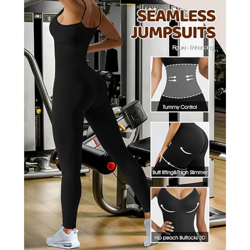 LuxeFit Seamless Ribbed Yoga Jumpsuit