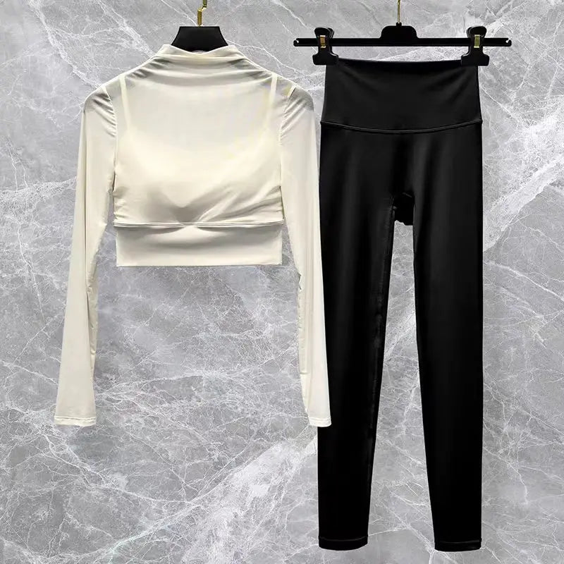 LuxeFit Seamless Performance 2-Piece Long Sleeve Workout Set