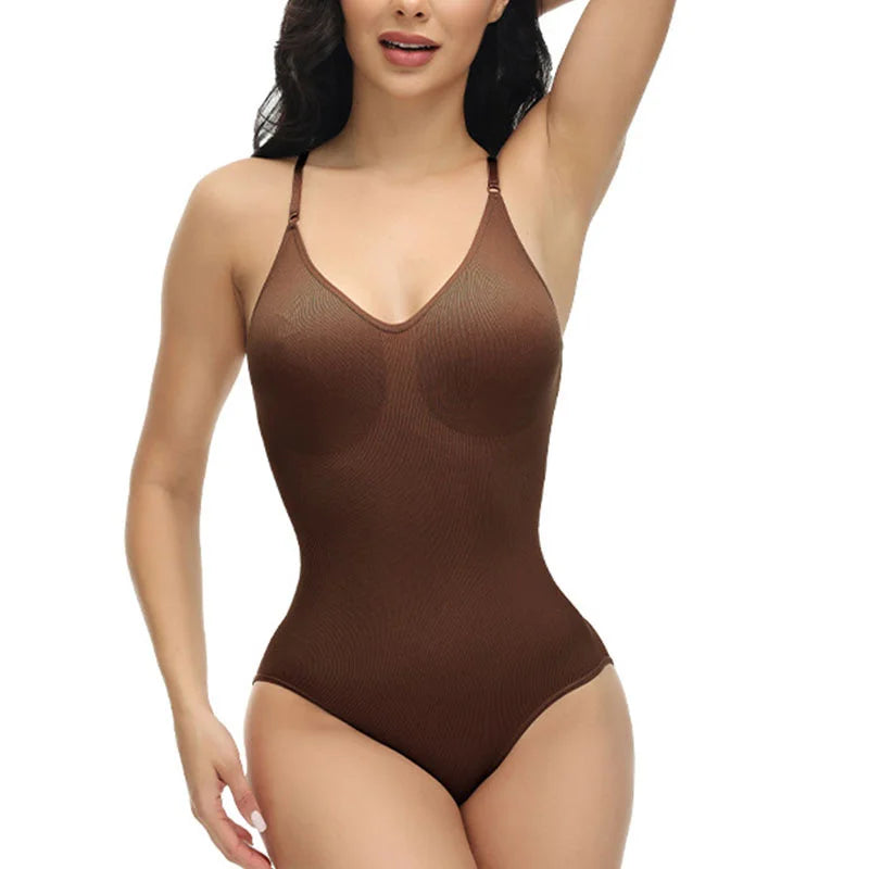 Luxe Sculpting V-Neck Bodysuit: Seamless Compression & Comfort