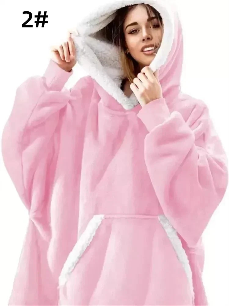 LuxeFit Oversized Fleece TV Blanket Hoodie