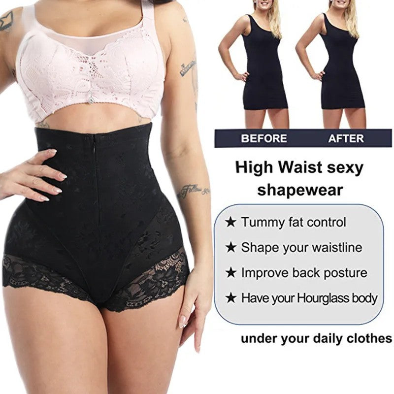 LuxeFit Lace Zip-Front Double Control Shaping Panties