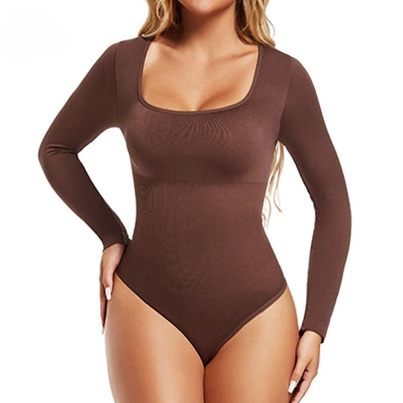 Luxe Seamless Long Sleeve Bodysuit: Open Crotch & Control