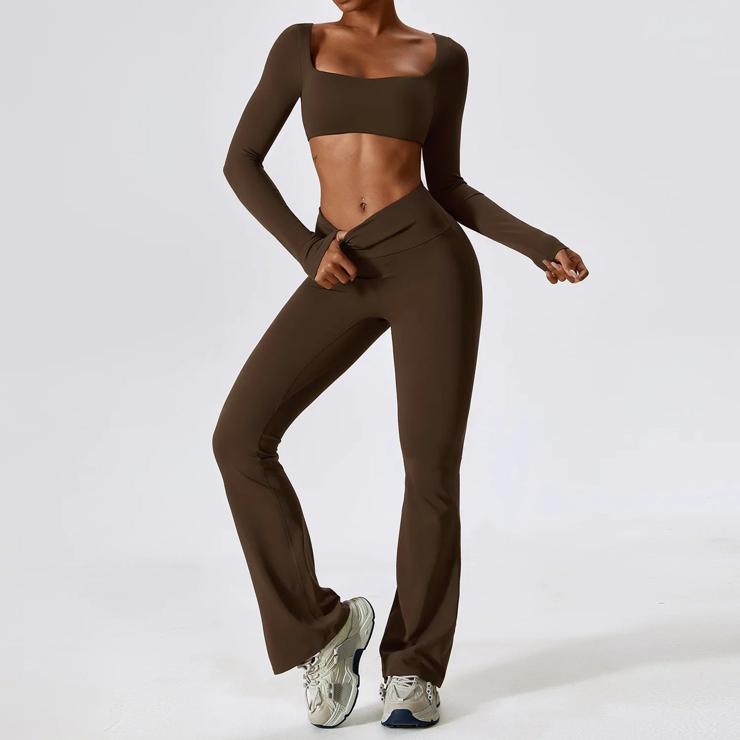 LuxeFit Seamless Performance 2-Piece Long Sleeve Yoga Set