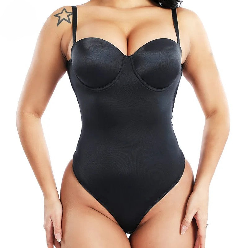 Luxe Backless Thong Sculpting Bodysuit: Push-Up & Open Crotch