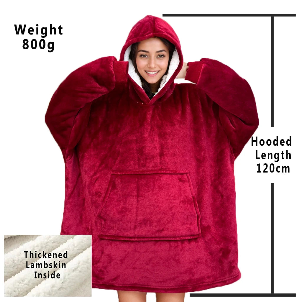 LuxeFit Oversized Fleece TV Blanket Hoodie
