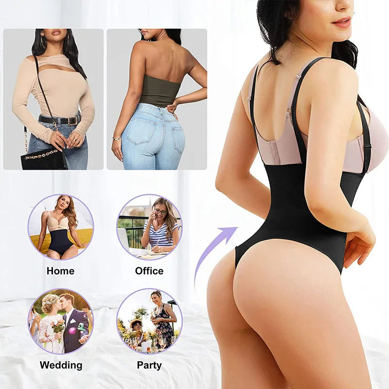 LuxeFit Sculpting Thong Shaper with Removable Straps