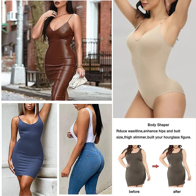 Luxe Sculpting V-Neck Bodysuit: Seamless Compression & Comfort