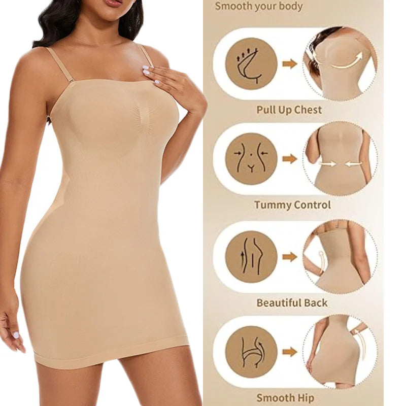 Luxe Strapless Shaping Slip: Seamless Tummy Control & Compression