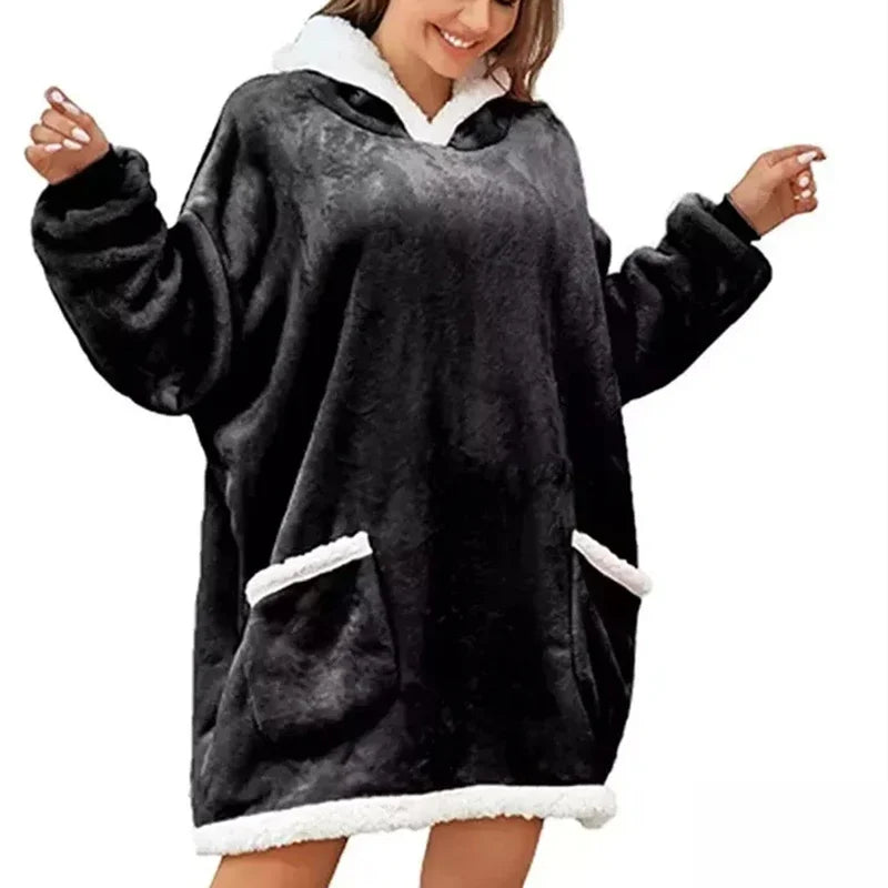 LuxeFit Oversized Fleece TV Blanket Hoodie
