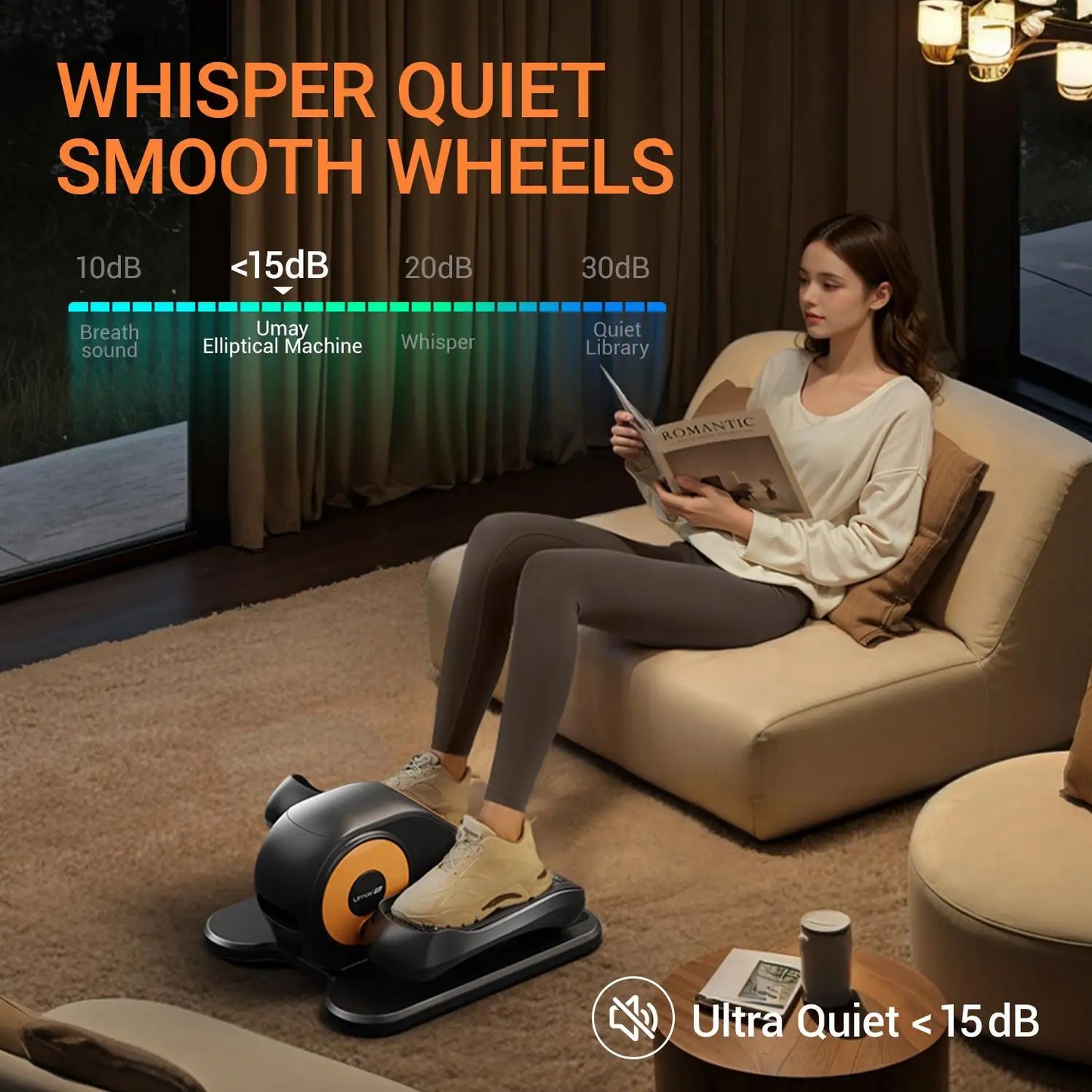 LuxeFit Quiet Under-Desk Elliptical for Seniors