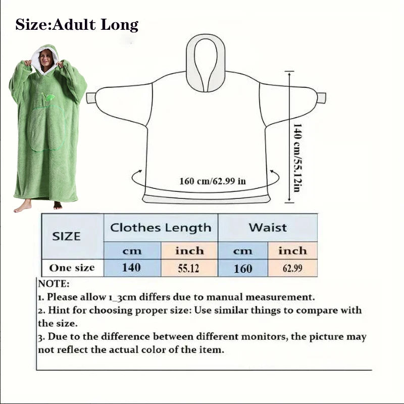 LuxeFit Extra-Long Cozy Wearable Flannel Hoodie