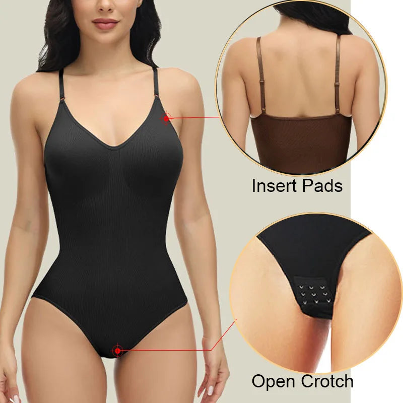 Luxe Sculpting V-Neck Bodysuit: Seamless Compression & Comfort
