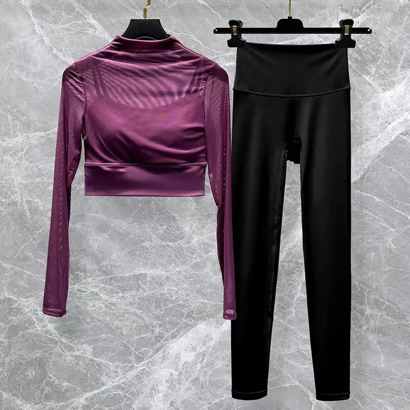 LuxeFit Seamless Performance 2-Piece Long Sleeve Workout Set
