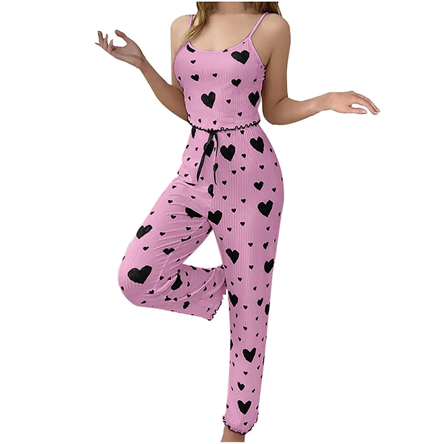 LuxeFit Love Print Soft Pajama Set