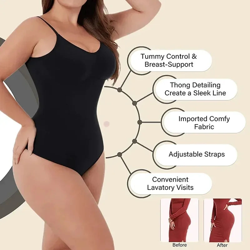 Luxe Backless Sculpting Bodysuit: Open Crotch & Thong Style