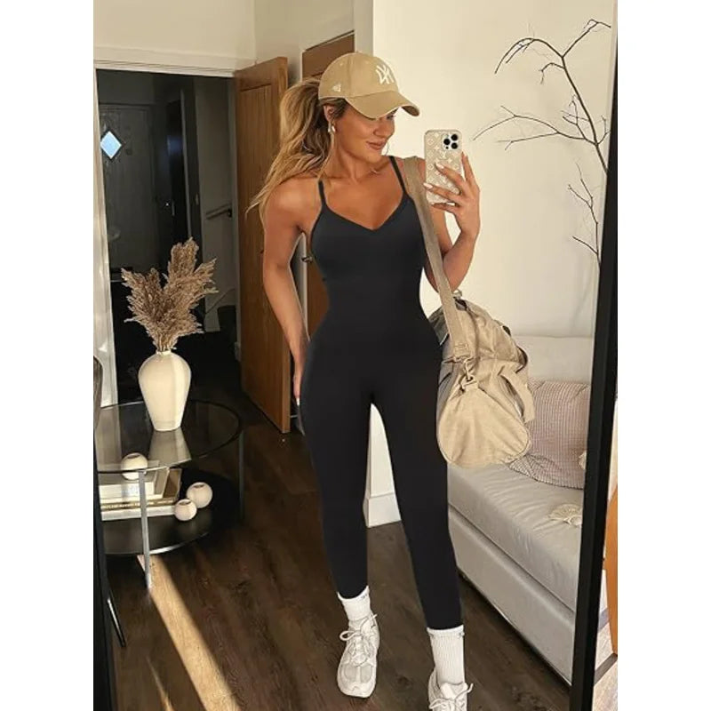 LuxeFit Seamless Ribbed Yoga Jumpsuit
