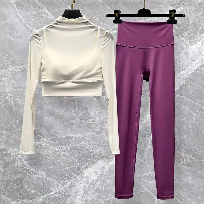 LuxeFit Seamless Performance 2-Piece Long Sleeve Workout Set