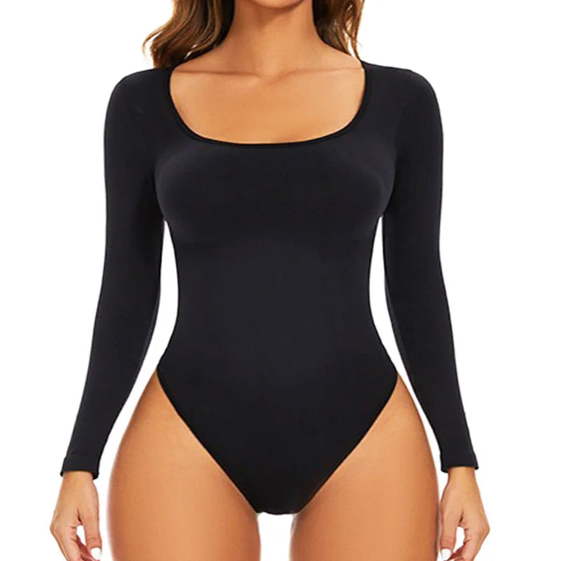 Luxe Seamless Long Sleeve Bodysuit: Open Crotch & Control