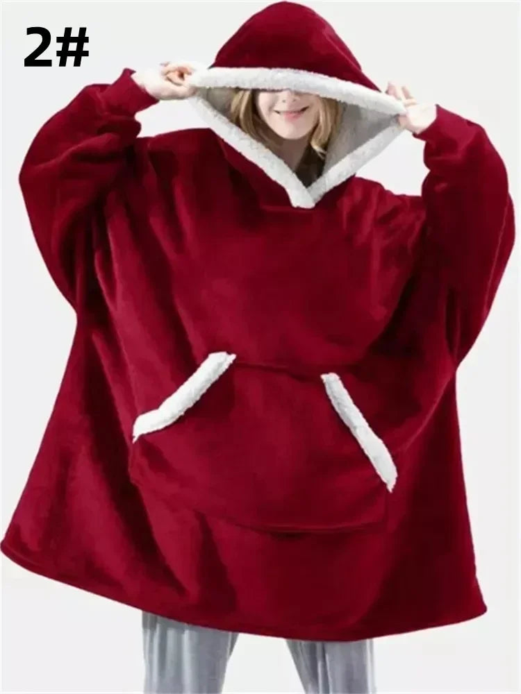 LuxeFit Oversized Fleece TV Blanket Hoodie