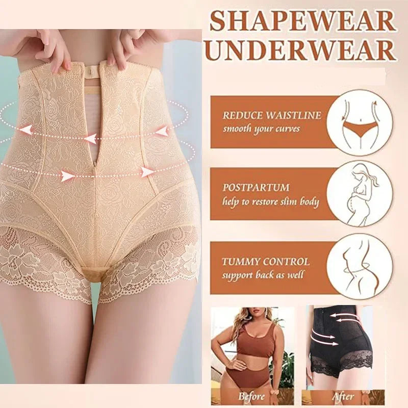 LuxeFit Lace Zip & Hook High-Waist Sculpting Panty