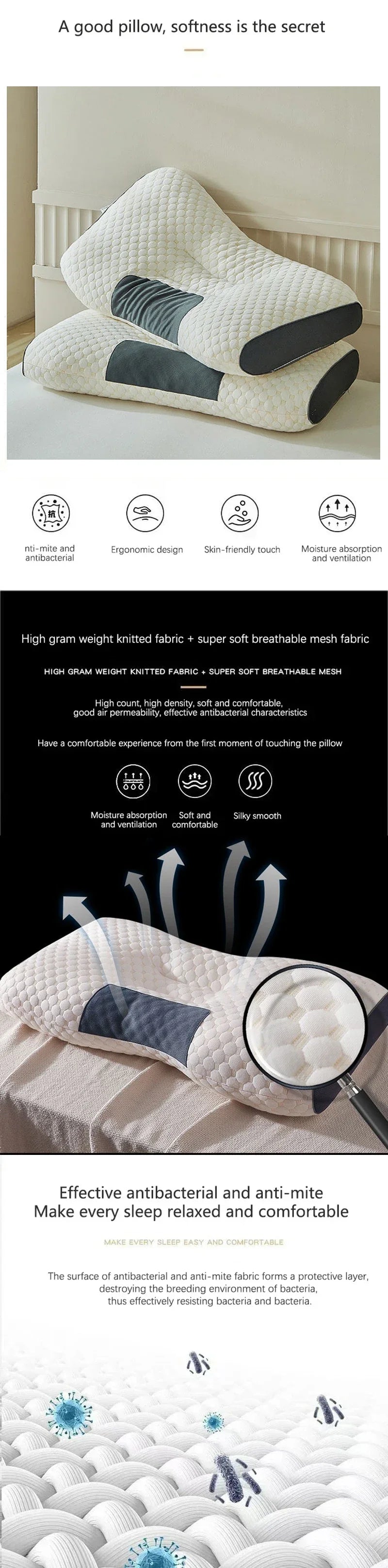 LuxeFit Orthopedic Soybean Fiber Neck Pillow