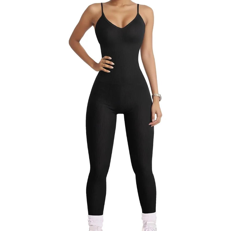 LuxeFit Seamless Ribbed Yoga Jumpsuit