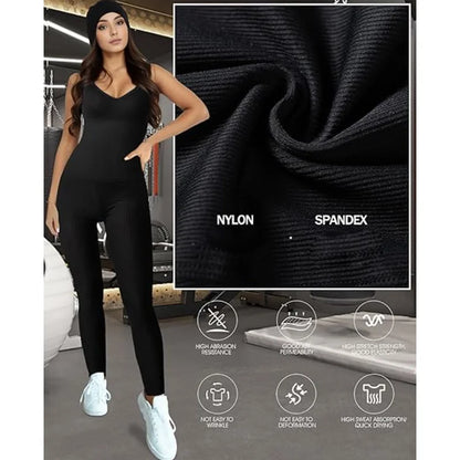 LuxeFit Seamless Ribbed Yoga Jumpsuit