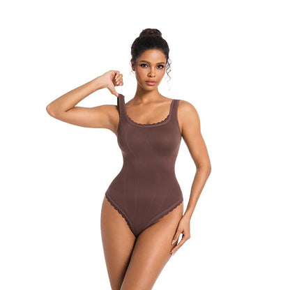 LuxeFit Lace Square Neck Tummy Control Bodysuit