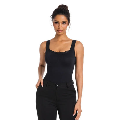 LuxeFit Lace Square Neck Tummy Control Bodysuit